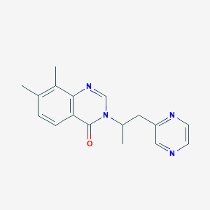 molecular formula C17H18N4O B6130341 7,8-dimethyl-3-(1-methyl-2-pyrazin-2-ylethyl)quinazolin-4(3H)-one 