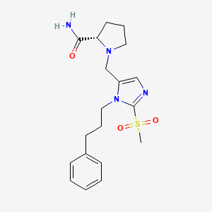 molecular formula C19H26N4O3S B6130351 1-{[2-(methylsulfonyl)-1-(3-phenylpropyl)-1H-imidazol-5-yl]methyl}-L-prolinamide 