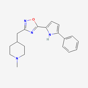 molecular formula C19H22N4O B6130352 1-methyl-4-{[5-(5-phenyl-1H-pyrrol-2-yl)-1,2,4-oxadiazol-3-yl]methyl}piperidine 
