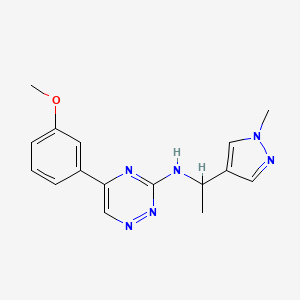 molecular formula C16H18N6O B6130384 5-(3-methoxyphenyl)-N-[1-(1-methyl-1H-pyrazol-4-yl)ethyl]-1,2,4-triazin-3-amine 