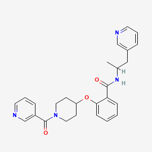 molecular formula C26H28N4O3 B6130405 N-[1-methyl-2-(3-pyridinyl)ethyl]-2-{[1-(3-pyridinylcarbonyl)-4-piperidinyl]oxy}benzamide 