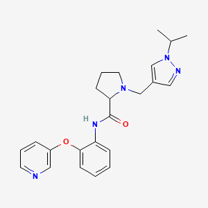 molecular formula C23H27N5O2 B6130412 1-[(1-isopropyl-1H-pyrazol-4-yl)methyl]-N-[2-(3-pyridinyloxy)phenyl]prolinamide 