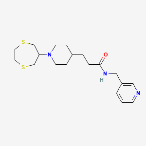 molecular formula C19H29N3OS2 B6130429 3-[1-(1,4-dithiepan-6-yl)-4-piperidinyl]-N-(3-pyridinylmethyl)propanamide 
