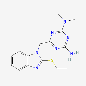 molecular formula C15H19N7S B6130488 6-{[2-(ethylthio)-1H-benzimidazol-1-yl]methyl}-N,N-dimethyl-1,3,5-triazine-2,4-diamine 