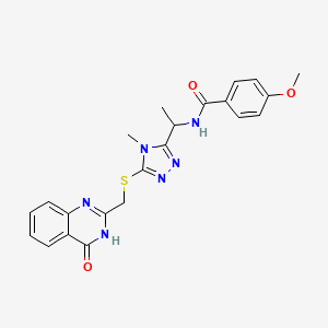 4-methoxy-N-[1-(4-methyl-5-{[(4-oxo-3,4-dihydro-2-quinazolinyl)methyl]thio}-4H-1,2,4-triazol-3-yl)ethyl]benzamide