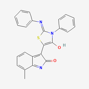 molecular formula C24H17N3O2S B6130521 7-methyl-3-[4-oxo-3-phenyl-2-(phenylimino)-1,3-thiazolidin-5-ylidene]-1,3-dihydro-2H-indol-2-one 