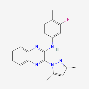 molecular formula C20H18FN5 B6130531 3-(3,5-dimethyl-1H-pyrazol-1-yl)-N-(3-fluoro-4-methylphenyl)quinoxalin-2-amine 