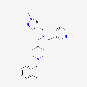 molecular formula C26H35N5 B6130573 1-(1-ethyl-1H-pyrazol-4-yl)-N-{[1-(2-methylbenzyl)-4-piperidinyl]methyl}-N-(3-pyridinylmethyl)methanamine 