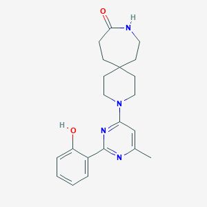 molecular formula C21H26N4O2 B6130636 3-[2-(2-hydroxyphenyl)-6-methylpyrimidin-4-yl]-3,9-diazaspiro[5.6]dodecan-10-one 