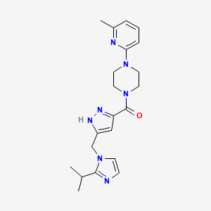 molecular formula C21H27N7O B6130658 1-({5-[(2-isopropyl-1H-imidazol-1-yl)methyl]-1H-pyrazol-3-yl}carbonyl)-4-(6-methyl-2-pyridinyl)piperazine 