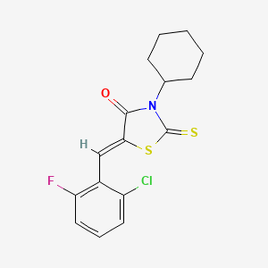 molecular formula C16H15ClFNOS2 B6130722 5-(2-chloro-6-fluorobenzylidene)-3-cyclohexyl-2-thioxo-1,3-thiazolidin-4-one 