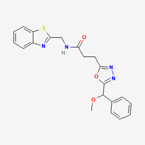 molecular formula C21H20N4O3S B6130806 N-(1,3-benzothiazol-2-ylmethyl)-3-{5-[methoxy(phenyl)methyl]-1,3,4-oxadiazol-2-yl}propanamide 