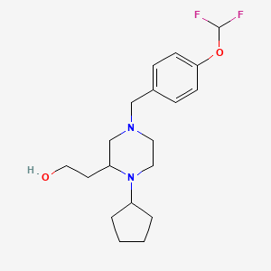 molecular formula C19H28F2N2O2 B6130916 2-{1-cyclopentyl-4-[4-(difluoromethoxy)benzyl]-2-piperazinyl}ethanol 