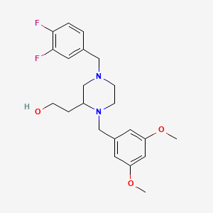 molecular formula C22H28F2N2O3 B6130921 2-[4-(3,4-difluorobenzyl)-1-(3,5-dimethoxybenzyl)-2-piperazinyl]ethanol 