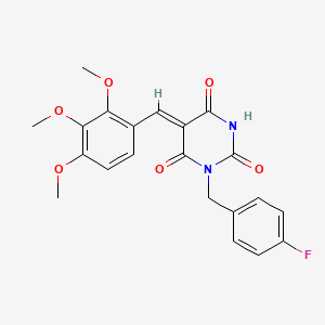 molecular formula C21H19FN2O6 B6130935 1-(4-fluorobenzyl)-5-(2,3,4-trimethoxybenzylidene)-2,4,6(1H,3H,5H)-pyrimidinetrione 