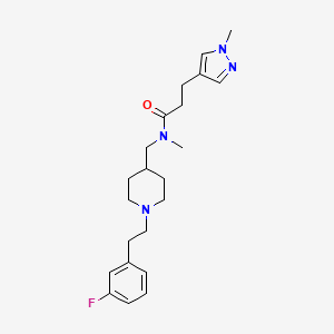 molecular formula C22H31FN4O B6130944 N-({1-[2-(3-fluorophenyl)ethyl]-4-piperidinyl}methyl)-N-methyl-3-(1-methyl-1H-pyrazol-4-yl)propanamide 