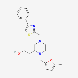 molecular formula C22H27N3O2S B6130970 2-{1-[(5-methyl-2-furyl)methyl]-4-[(4-phenyl-1,3-thiazol-2-yl)methyl]-2-piperazinyl}ethanol 