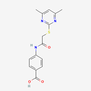 molecular formula C15H15N3O3S B6130972 4-({[(4,6-dimethyl-2-pyrimidinyl)thio]acetyl}amino)benzoic acid 