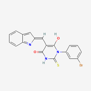 molecular formula C19H12BrN3O2S B6130975 1-(3-bromophenyl)-5-(1H-indol-2-ylmethylene)-2-thioxodihydro-4,6(1H,5H)-pyrimidinedione 