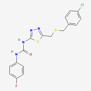 molecular formula C17H14ClFN4OS2 B6130983 N-(5-{[(4-chlorobenzyl)thio]methyl}-1,3,4-thiadiazol-2-yl)-N'-(4-fluorophenyl)urea 