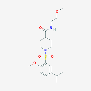 molecular formula C19H30N2O5S B6130985 1-[(5-isopropyl-2-methoxyphenyl)sulfonyl]-N-(2-methoxyethyl)-4-piperidinecarboxamide 