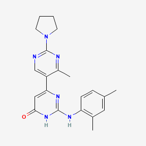 molecular formula C21H24N6O B6131011 2-[(2,4-dimethylphenyl)amino]-4'-methyl-2'-(1-pyrrolidinyl)-4,5'-bipyrimidin-6(1H)-one 