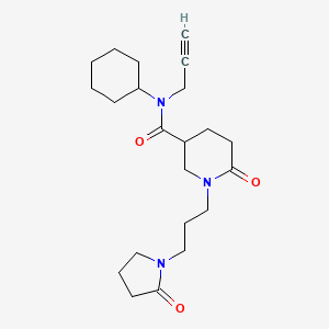 molecular formula C22H33N3O3 B6131027 N-cyclohexyl-6-oxo-1-[3-(2-oxo-1-pyrrolidinyl)propyl]-N-2-propyn-1-yl-3-piperidinecarboxamide 