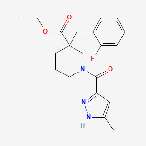molecular formula C20H24FN3O3 B6131136 ethyl 3-(2-fluorobenzyl)-1-[(5-methyl-1H-pyrazol-3-yl)carbonyl]-3-piperidinecarboxylate 