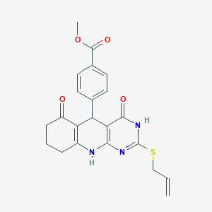 molecular formula C22H21N3O4S B6131150 methyl 4-[2-(allylthio)-4,6-dioxo-3,4,5,6,7,8,9,10-octahydropyrimido[4,5-b]quinolin-5-yl]benzoate 