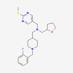 molecular formula C24H33FN4OS B6131162 1-[1-(2-fluorobenzyl)-4-piperidinyl]-N-{[2-(methylthio)-5-pyrimidinyl]methyl}-N-(tetrahydro-2-furanylmethyl)methanamine 