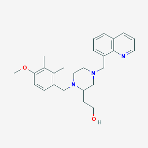 molecular formula C26H33N3O2 B6131186 2-[1-(4-methoxy-2,3-dimethylbenzyl)-4-(8-quinolinylmethyl)-2-piperazinyl]ethanol 