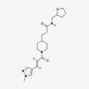molecular formula C20H30N4O3 B6131192 3-{1-[(2E)-3-(1-methyl-1H-pyrazol-4-yl)-2-propenoyl]-4-piperidinyl}-N-(tetrahydro-2-furanylmethyl)propanamide 