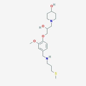 molecular formula C20H34N2O4S B6131208 1-{2-hydroxy-3-[2-methoxy-4-({[3-(methylthio)propyl]amino}methyl)phenoxy]propyl}-4-piperidinol 