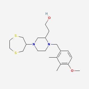molecular formula C21H34N2O2S2 B6131343 2-[4-(1,4-dithiepan-6-yl)-1-(4-methoxy-2,3-dimethylbenzyl)-2-piperazinyl]ethanol 