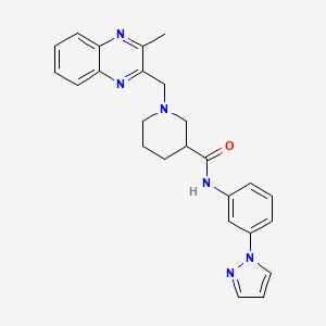 molecular formula C25H26N6O B6131351 1-[(3-methyl-2-quinoxalinyl)methyl]-N-[3-(1H-pyrazol-1-yl)phenyl]-3-piperidinecarboxamide 