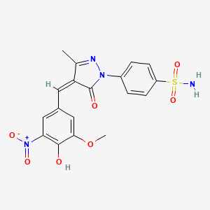 molecular formula C18H16N4O7S B6131365 4-[4-(4-hydroxy-3-methoxy-5-nitrobenzylidene)-3-methyl-5-oxo-4,5-dihydro-1H-pyrazol-1-yl]benzenesulfonamide 