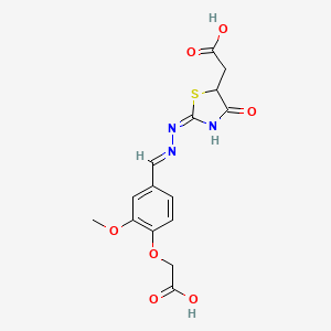 molecular formula C15H15N3O7S B6131444 (2-{[4-(carboxymethoxy)-3-methoxybenzylidene]hydrazono}-4-oxo-1,3-thiazolidin-5-yl)acetic acid 