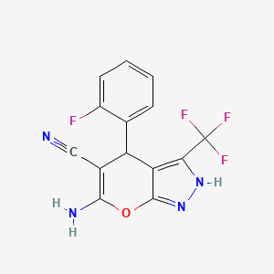 6-amino-4-(2-fluorophenyl)-3-(trifluoromethyl)-1,4-dihydropyrano[2,3-c]pyrazole-5-carbonitrile