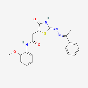 molecular formula C20H20N4O3S B6131463 2-{4-hydroxy-2-[(1-phenylethylidene)hydrazono]-2,5-dihydro-1,3-thiazol-5-yl}-N-(2-methoxyphenyl)acetamide 