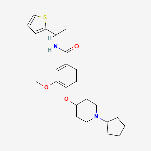 molecular formula C24H32N2O3S B6131487 4-[(1-cyclopentyl-4-piperidinyl)oxy]-3-methoxy-N-[1-(2-thienyl)ethyl]benzamide 