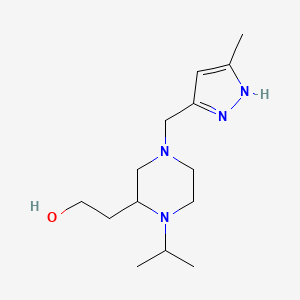 molecular formula C14H26N4O B6131505 2-{1-isopropyl-4-[(3-methyl-1H-pyrazol-5-yl)methyl]-2-piperazinyl}ethanol 