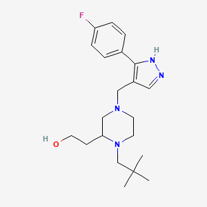 molecular formula C21H31FN4O B6131539 2-(1-(2,2-dimethylpropyl)-4-{[3-(4-fluorophenyl)-1H-pyrazol-4-yl]methyl}-2-piperazinyl)ethanol 