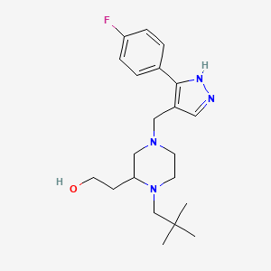 2-(1-(2,2-dimethylpropyl)-4-{[3-(4-fluorophenyl)-1H-pyrazol-4-yl]methyl}-2-piperazinyl)ethanol