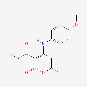 4-[(4-methoxyphenyl)amino]-6-methyl-3-propionyl-2H-pyran-2-one