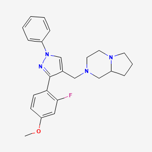 molecular formula C24H27FN4O B6131611 2-{[3-(2-fluoro-4-methoxyphenyl)-1-phenyl-1H-pyrazol-4-yl]methyl}octahydropyrrolo[1,2-a]pyrazine 