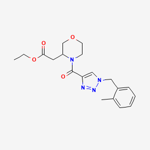 molecular formula C19H24N4O4 B6131677 ethyl (4-{[1-(2-methylbenzyl)-1H-1,2,3-triazol-4-yl]carbonyl}-3-morpholinyl)acetate 