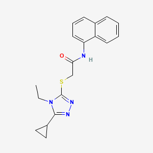 molecular formula C19H20N4OS B6131741 2-[(5-cyclopropyl-4-ethyl-4H-1,2,4-triazol-3-yl)thio]-N-1-naphthylacetamide 
