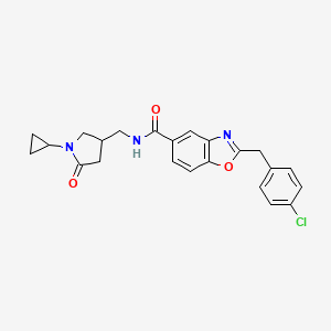 2-(4-chlorobenzyl)-N-[(1-cyclopropyl-5-oxo-3-pyrrolidinyl)methyl]-1,3-benzoxazole-5-carboxamide
