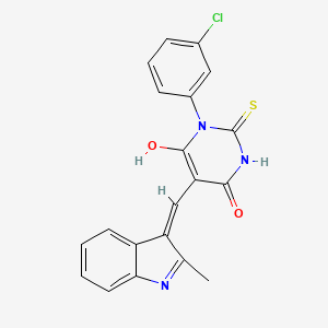 molecular formula C20H14ClN3O2S B6131865 1-(3-chlorophenyl)-5-[(2-methyl-1H-indol-3-yl)methylene]-2-thioxodihydro-4,6(1H,5H)-pyrimidinedione 