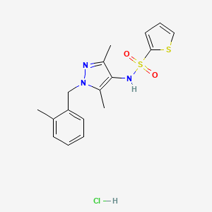 molecular formula C17H20ClN3O2S2 B6131929 N-[3,5-dimethyl-1-(2-methylbenzyl)-1H-pyrazol-4-yl]-2-thiophenesulfonamide hydrochloride 